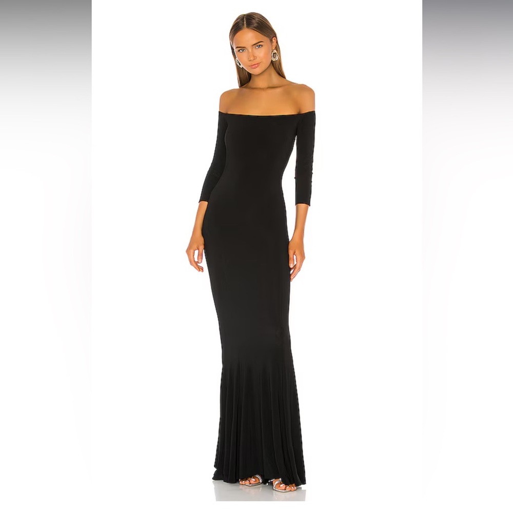 Norma Kamali - Off the Shoulder Fishtail Gown in Black - Size XS